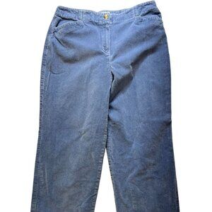 Talbots Women's Corduroy Casual Pants Straight Leg Stretch Size 14 Blue Solid